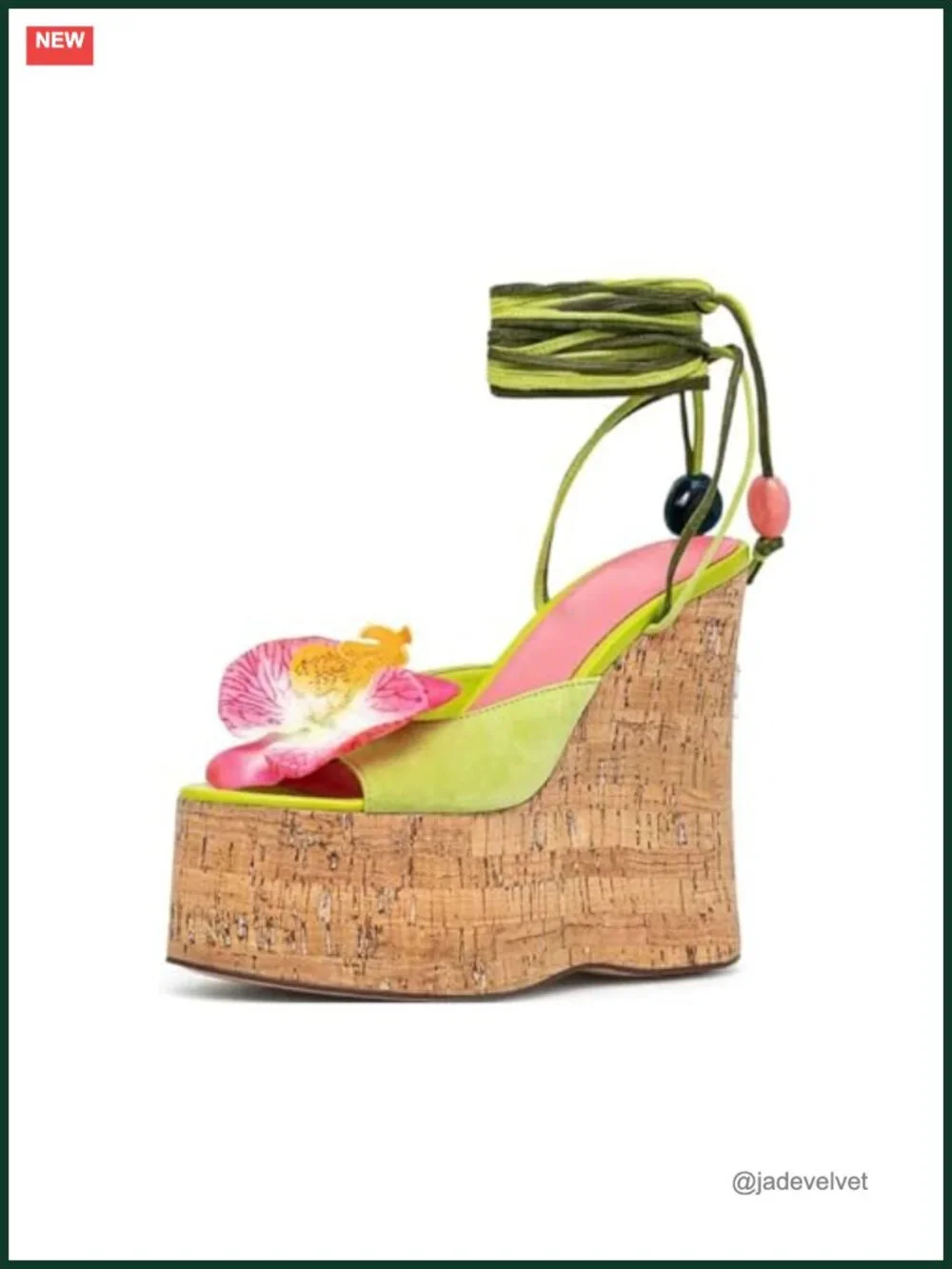 Women's Cork Platform Wedge Sandals Ankle Strap Tie Up High Heel Bohemian